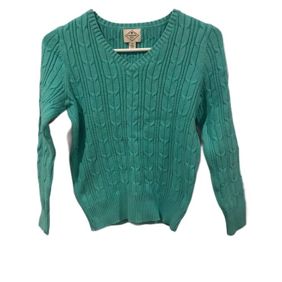 St. John's Bay Tops - St. John's Bay Knitting Sweater V-Neck Teal Blue